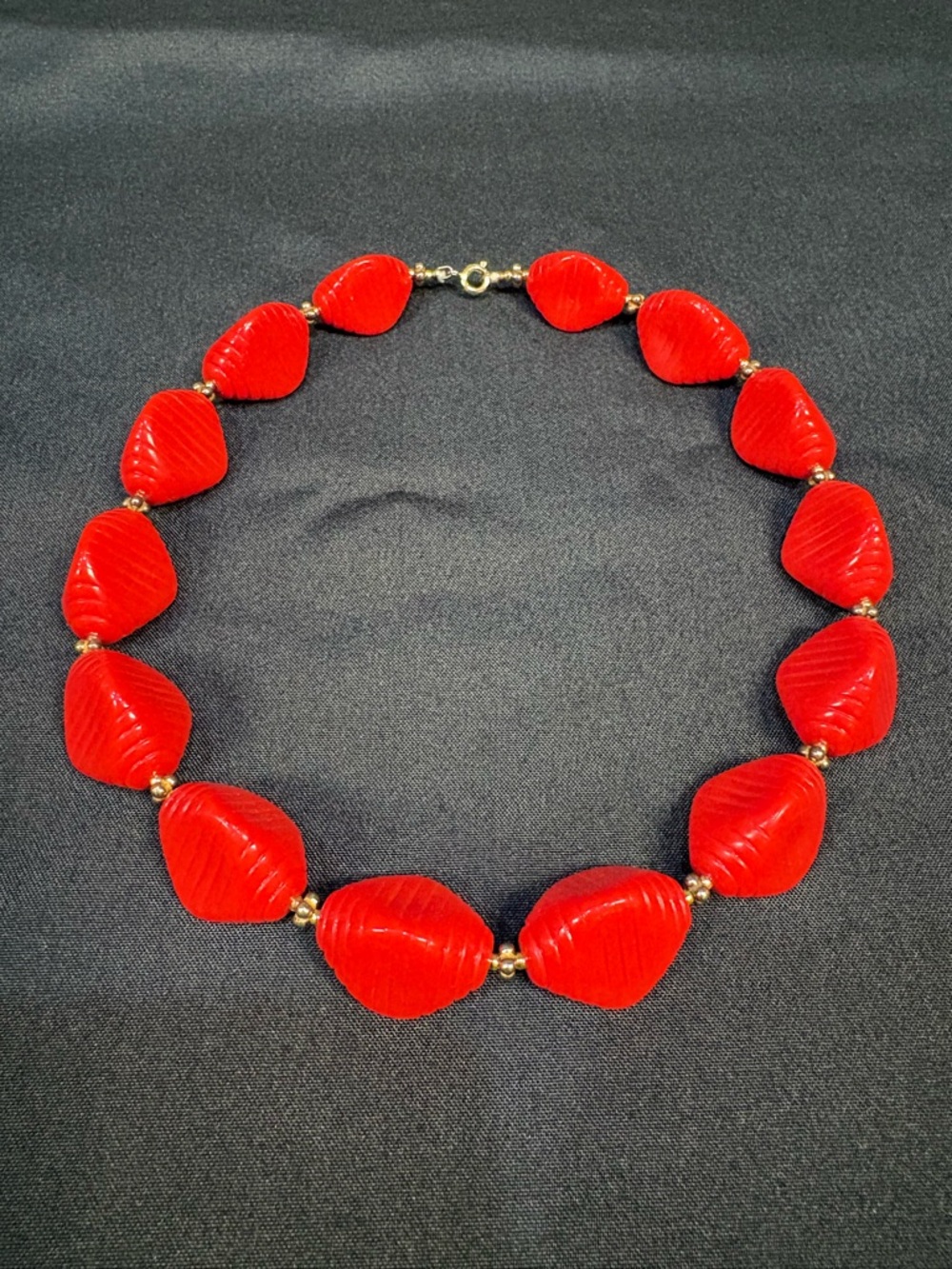 Vintage Red Bead Collar Necklace